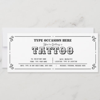 Individuell gestalteter Tattoo-Gutschein Einladung