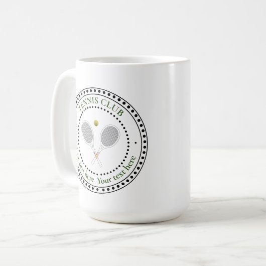 Individuell gestalteter Text Tennis Club Kaffeetasse (Vorderseite Links)