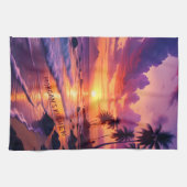 Individuell gestalteter tropischer Sonnenuntergang Geschirrtuch (Horizontal)