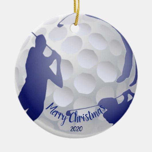 Individuell gestalteter Weihnachtsgolfer Spaß Keramikornament (Vorne)