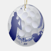 Individuell gestalteter Weihnachtsgolfer Spaß Keramikornament (Links)