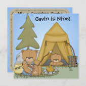 Individuell gestaltetes Camping - Geburtstagseinla Einladung (Vorne/Hinten)