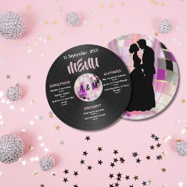 Individuell gestaltetes Disco-Hochzeitsmenü Menükarte