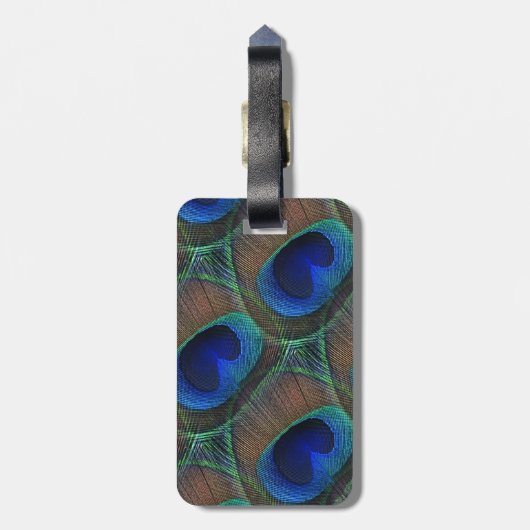 Individuell gestaltetes Hübsches Peacock Feather-M Gepäckanhänger (Rückseite vertikal)
