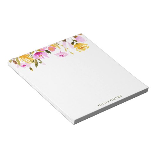 Individuell gestaltetes, rosafarbenes Blumengeschä Notizblock (angewinkelt)