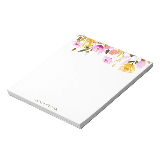 Individuell gestaltetes, rosafarbenes Blumengeschä Notizblock (Rotiert)