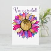 Individuell gestaltetes Sonnenblumenpapier Party R Einladung (Stehend Vorderseite)