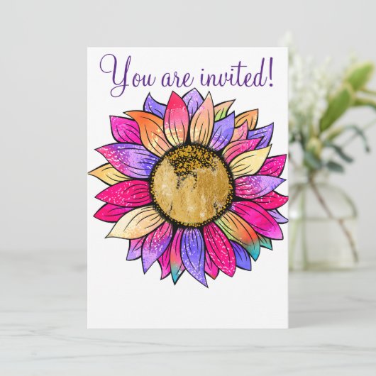 Individuell gestaltetes Sonnenblumenpapier Party R Einladung (Stehend Vorderseite)