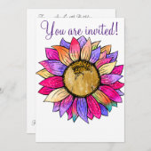 Individuell gestaltetes Sonnenblumenpapier Party R Einladung (Vorne/Hinten)