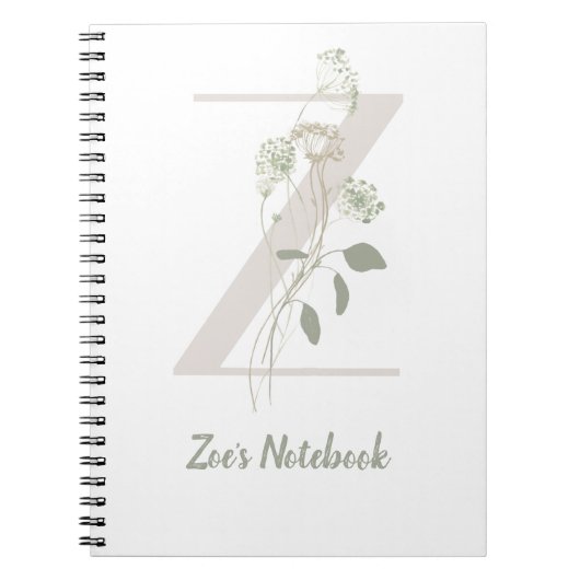 Individuell gestaltetes Z mit Soft Blume Notebook Notizblock (Vorderseite)