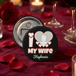 Individuell Ich liebe meine Frau – Name & Foto hin Flaschenöffner