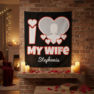 Individuell Ich liebe meine Frau – Name & Foto hin Wandteppich
