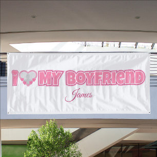 Individuell Ich liebe meinen Freund – Foto & Name Banner