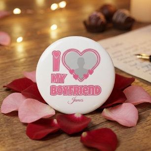Individuell Ich liebe meinen Freund – Foto & Name Button