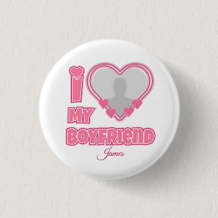 Individuell Ich liebe meinen Freund – Foto & Name  Button