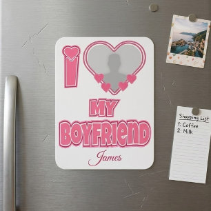 Individuell Ich liebe meinen Freund – Foto & Name  Magnet