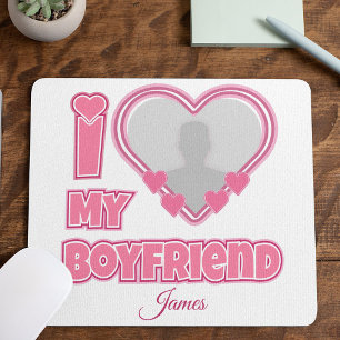 Individuell Ich liebe meinen Freund – Foto & Name Mousepad