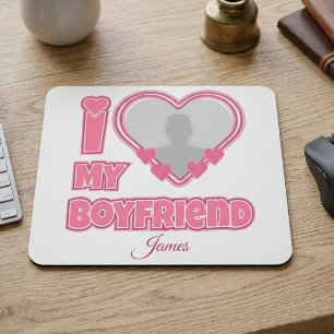 Individuell Ich liebe meinen Freund – Foto & Name  Mousepad