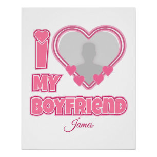 Individuell Ich liebe meinen Freund – Foto & Name  Poster