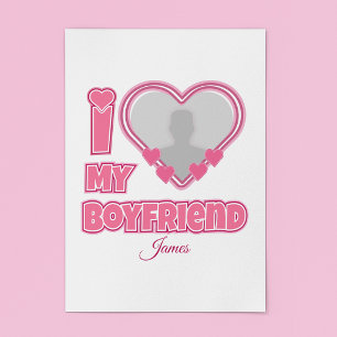 Individuell Ich liebe meinen Freund – Foto & Name Poster