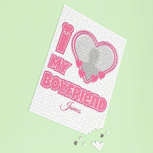 Individuell Ich liebe meinen Freund – Foto & Name  Puzzle