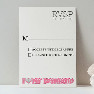 Individuell Ich liebe meinen Freund – Foto & Name RSVP Karte