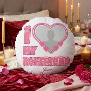 Individuell Ich liebe meinen Freund – Foto & Name Rundes Kissen