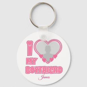 Individuell Ich liebe meinen Freund – Foto & Name Schlüsselanhänger