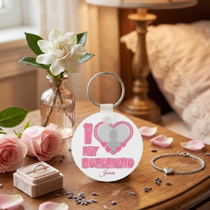 Individuell Ich liebe meinen Freund – Foto & Name Schlüsselanhänger