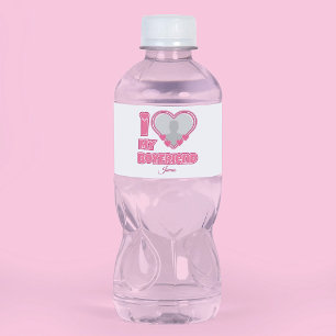 Individuell Ich liebe meinen Freund – Foto & Name Wasserflaschenetikett