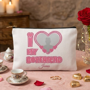 Individuell Ich liebe meinen Freund – Foto & Name  Zubehörtasche