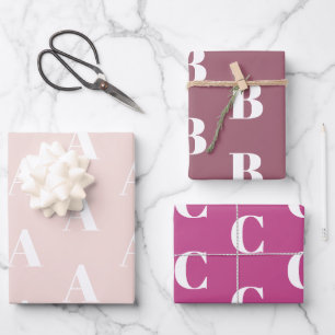 Individuell initiale monogramm rosa Farbtöne chisc Geschenkpapier Set