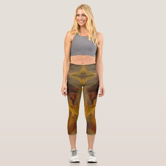 Individuell markierte farbenfrohe Natur-Wohlbefind Capri Leggings (Vorderseite)