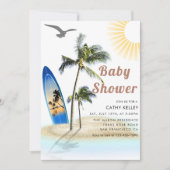 Individuell markierte StrandsurfBaby-Dusche Einladung (Vorderseite)