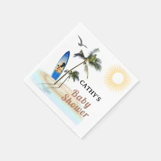 Individuell markiertes Beach Surf Baby Duschpapier Serviette (Ecke)