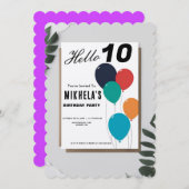 Individuell Minimalistische Retro Ballons Geburtst Einladung (Vorne/Hinten)