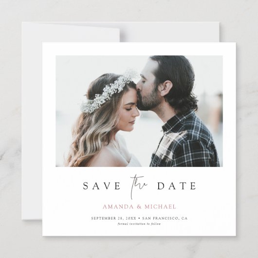 Individuell Minimalistisches modernes Foto Save th Magneteinladung (Vorderseite)