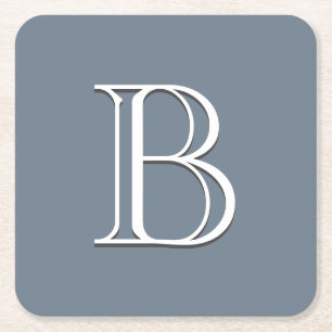 Individuell Mit Monogramm Anfangsmittel Blau und W Rechteckiger Pappuntersetzer