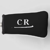 Individuell Mit Monogramm Golfer Modernes Schwarz  Golf Headcover (Vorderseite)