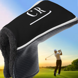 Individuell Mit Monogramm Golfer Modernes Schwarz  Golf Headcover