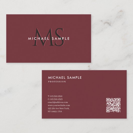 Individuell moderner QR-Code Monogram Elegante Wei Visitenkarte (Vorne/Hinten)