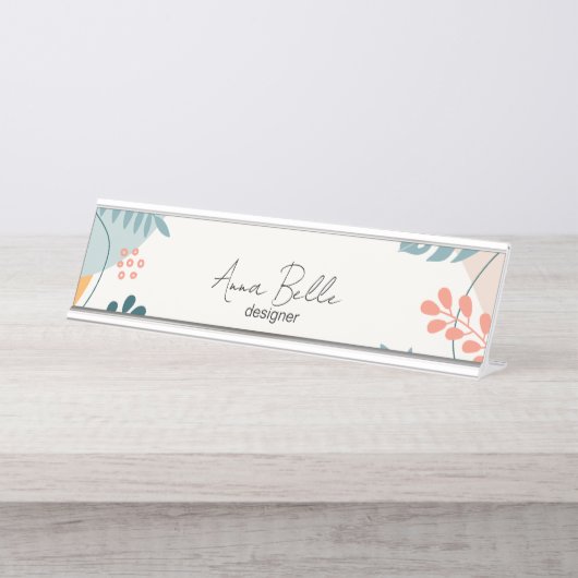 Individuell moderner Sommer Schreibtischnamensplakette (Vorderseite )