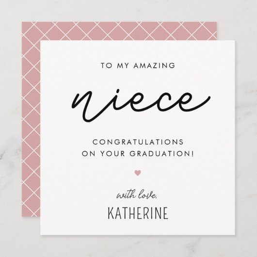 Individuell moderner und Niedlicher Nichte Abschlu Karte (Vorne/Hinten)