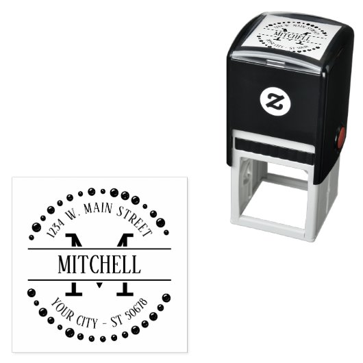 Individuell modernes Design Art Deco Circle Motif Permastempel (Beispiel)