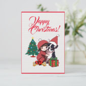 Individuell Niedlicher britischer Bulldog mit Girl Dankeskarte (Stehend Vorderseite)