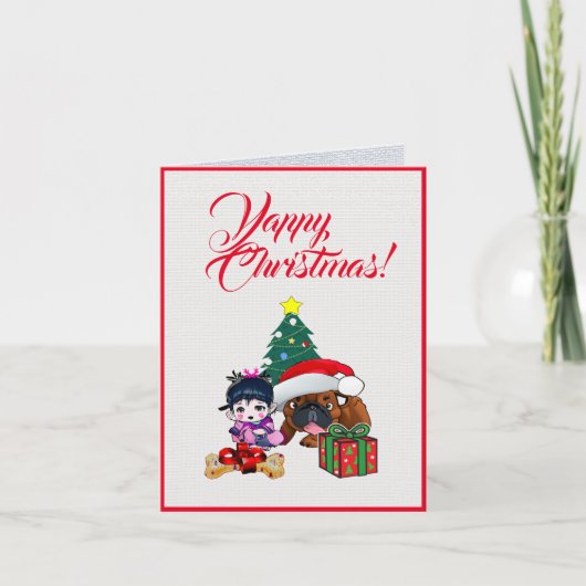 Individuell Niedlicher britischer Bulldog mit klei Karte (Vorderseite)