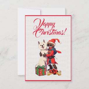 Individuell Niedlicher Samoyed Hund mit Girl Xmas Dankeskarte