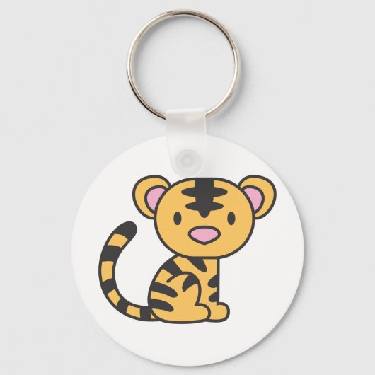 Individuell Niedliches Baby Tiger sitzend Schlüsselanhänger (Vorderseite)