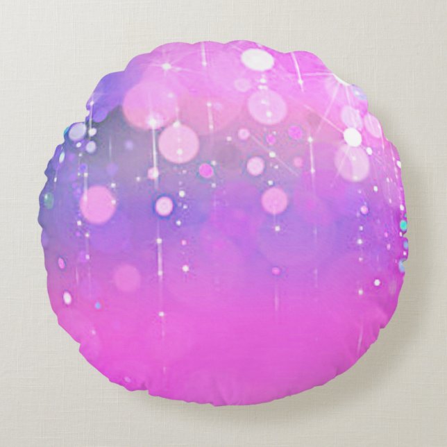 Individuell runder Kissen in rosa & lila. (Vorderseite)