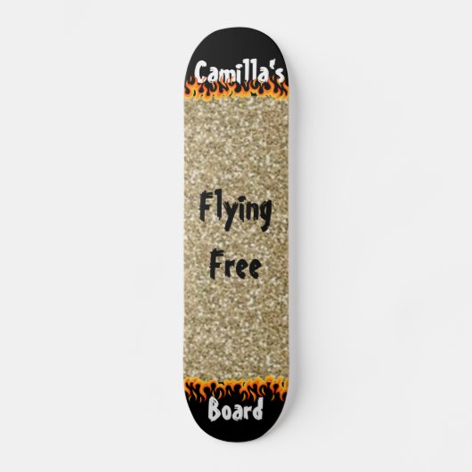 Individuell simuliertes Gold Glitzer Girly Design Skateboard (Vorderseite)